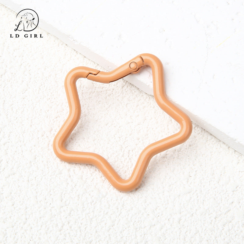 A paint alloy big heart, five-pointed star, spring ring, keychain, spring ring DIY jewelry accessories