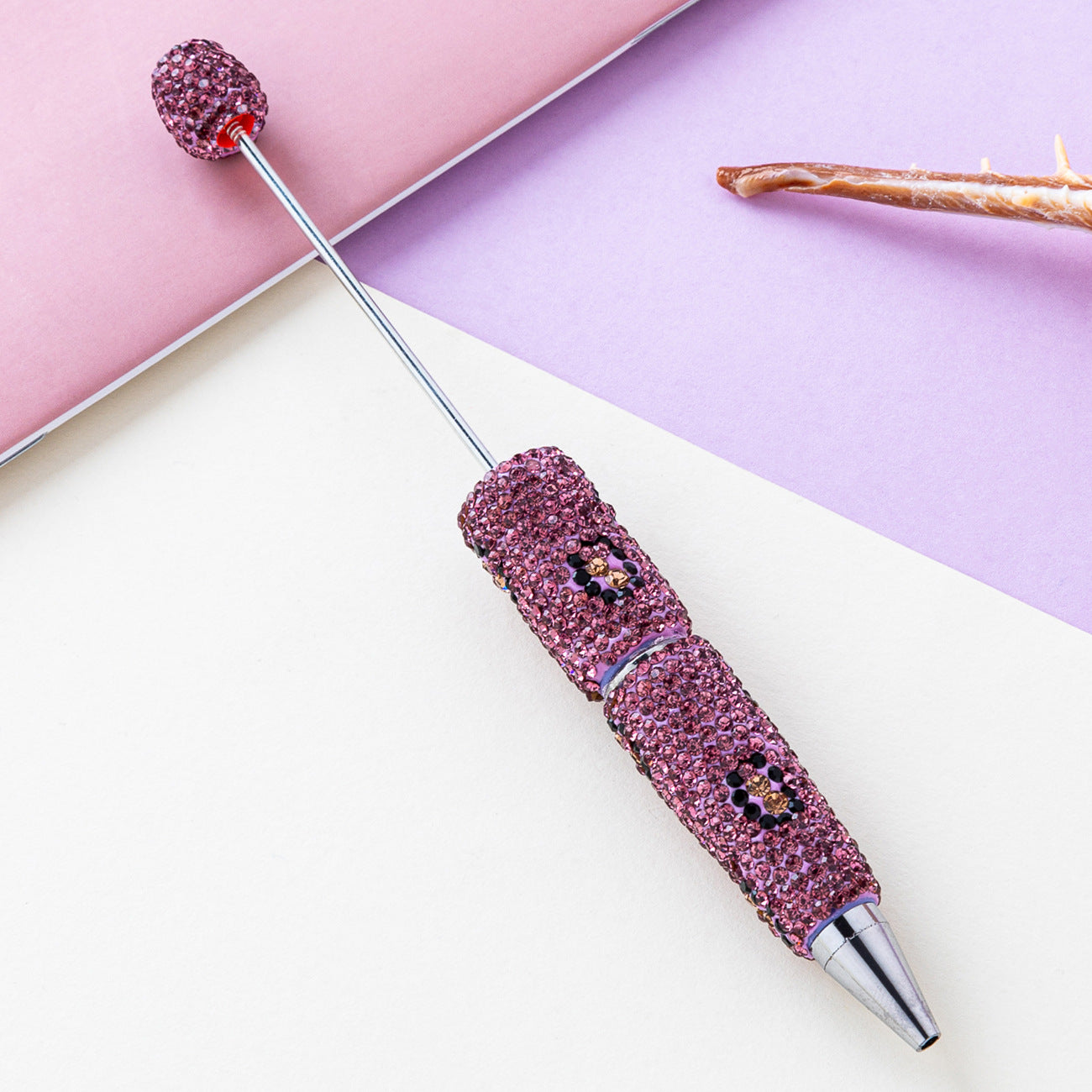 DIY Leopard print bead pen, handmade sticker drill pen