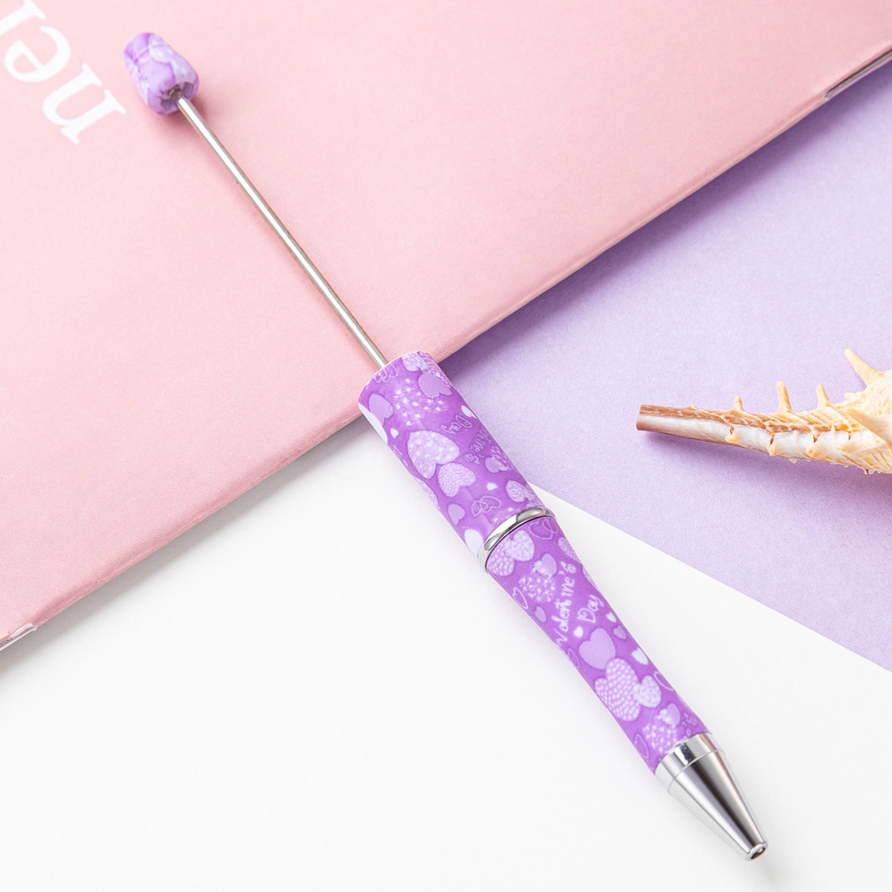 16-Color DIY Valentine's Day love bead pen, creative handmade, printed multi-color beaded ballpoint pen