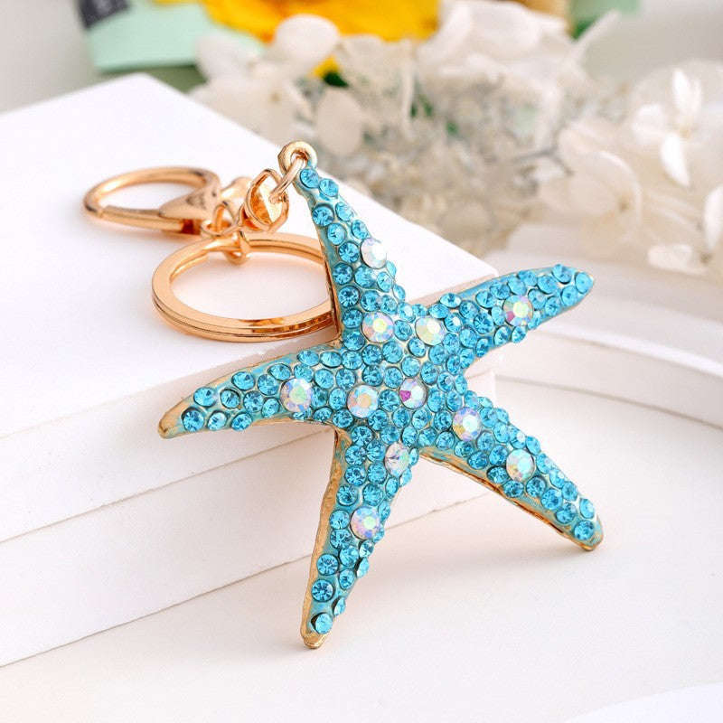 9-Type Colorful Ocean Animal Diamond Wallet Pendant Key Ring