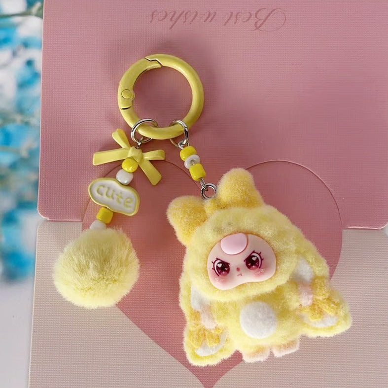 Flocking new three-year-old baby, DIY keychain, pendant.