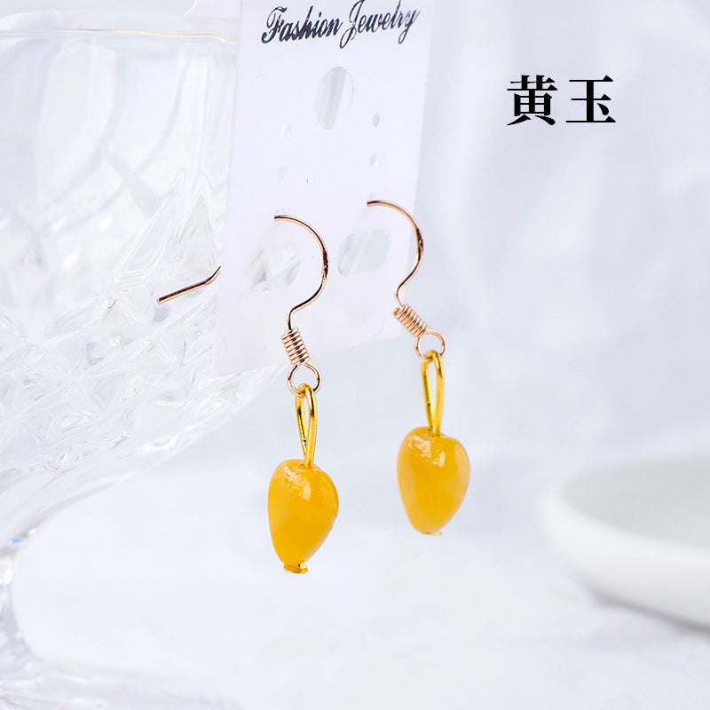 6-Types,2-Color, Natural crystal and gemstone earrings