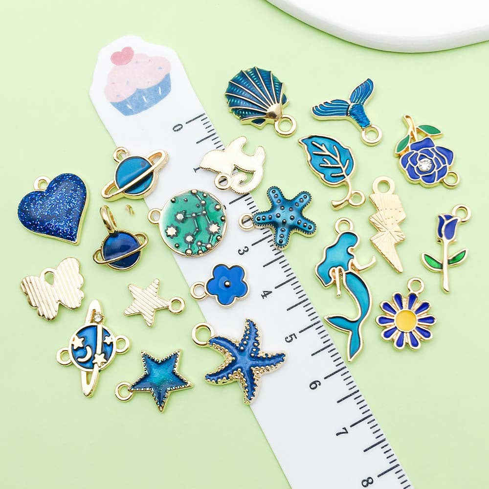 Dark blue20  assortment gold plated enamel charm  metal, alloys