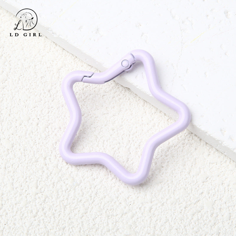 A paint alloy big heart, five-pointed star, spring ring, keychain, spring ring DIY jewelry accessories