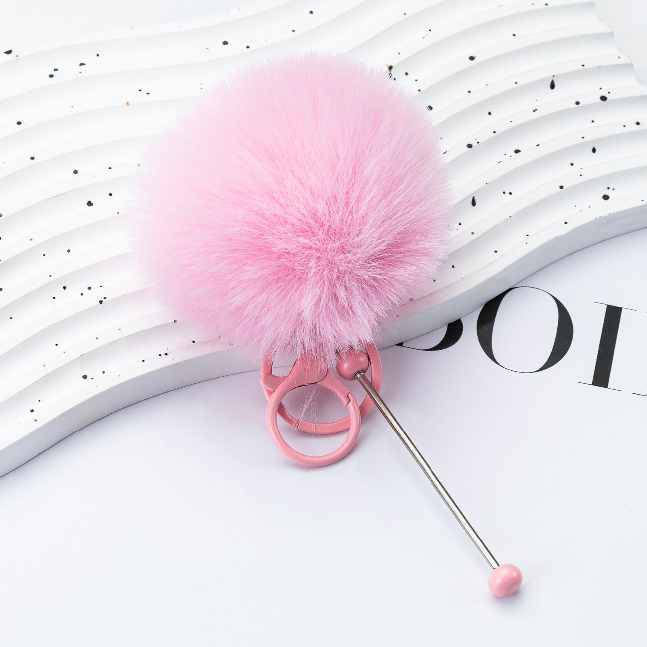 DIY beaded hairball keychain, creative plush keychain