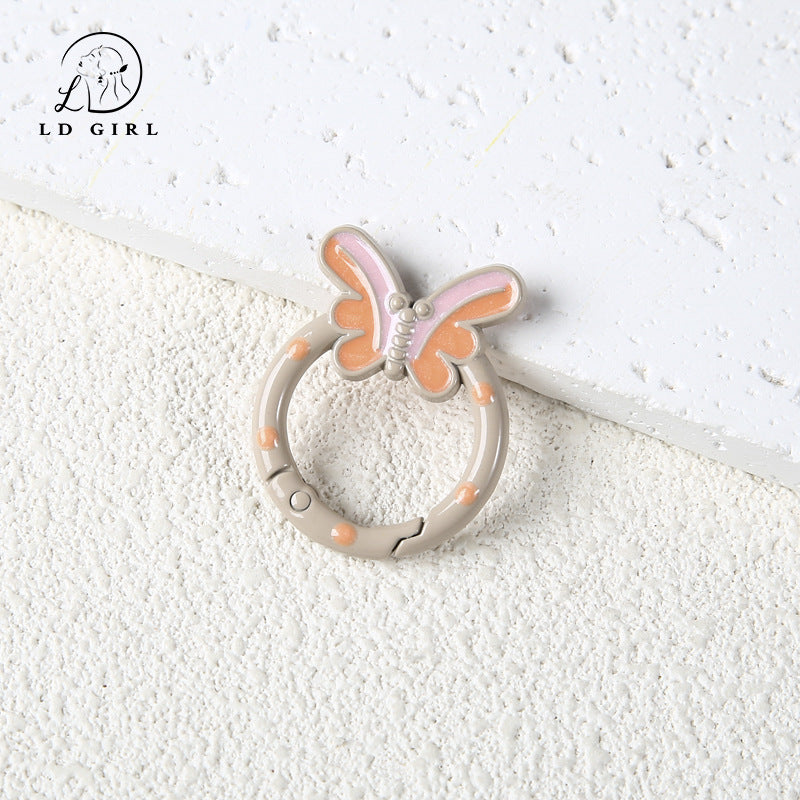 A butterfly spring buckle, mobile phone chain spring ring, cartoon open keychain, DIY alloy accessories