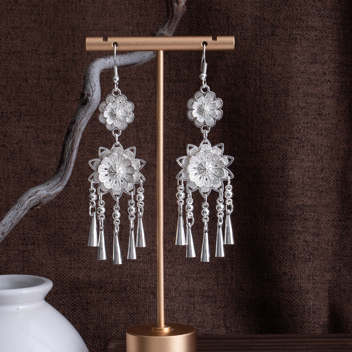 E6,Miao silver earrings