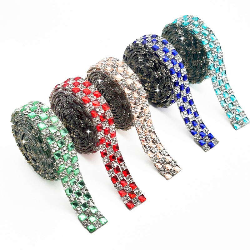 10-Color 1 yard 4*4mm/Square diamond，7-size Square diamond stickers