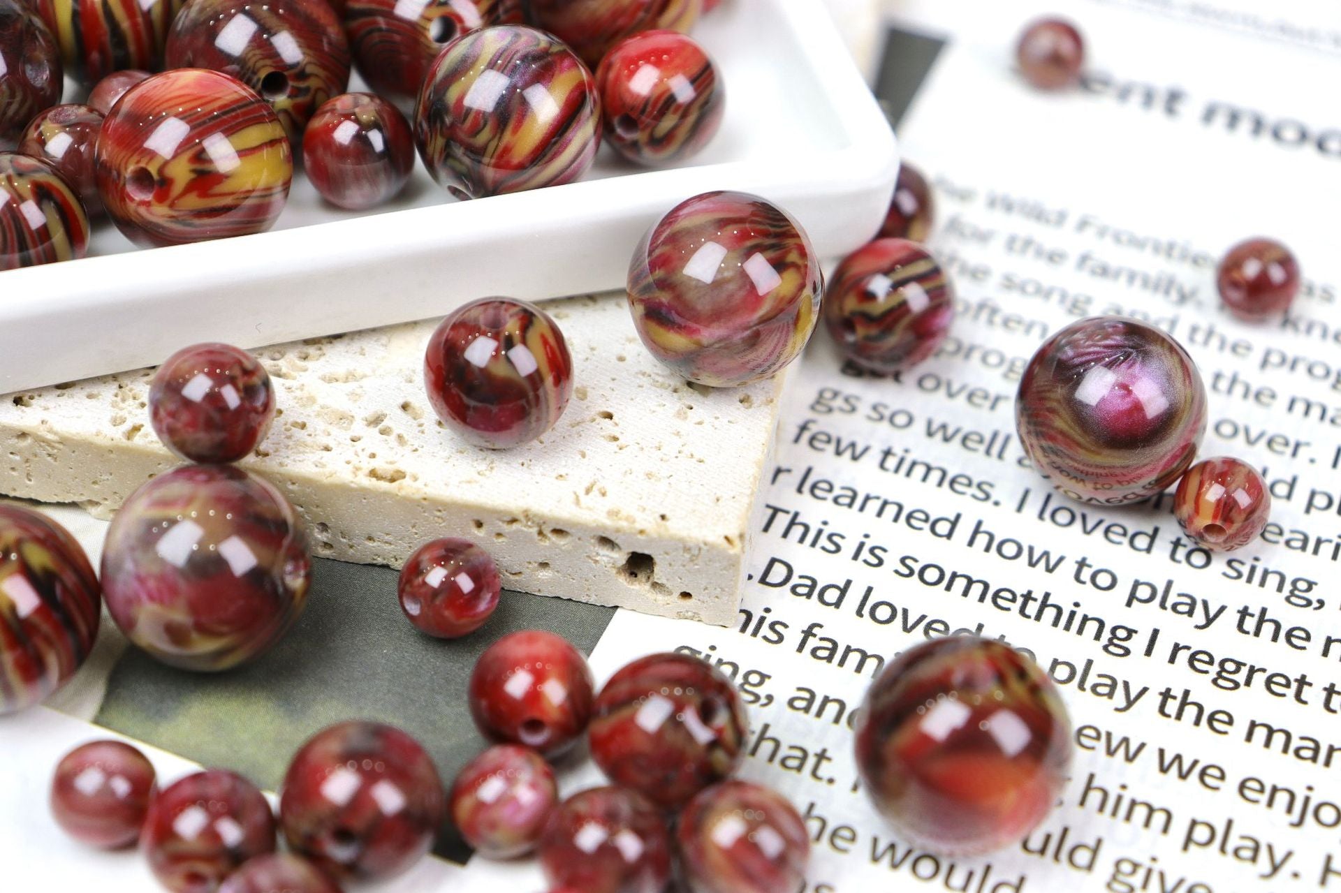 NO.25 Monet oil painting style vintage resin beads （莫奈油画风）朽木生花