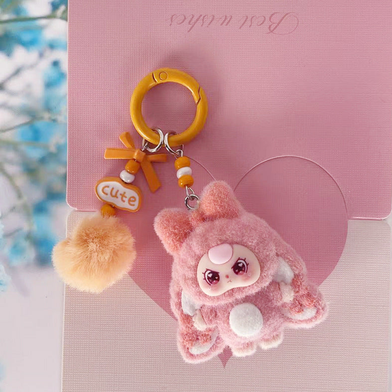 Flocking new three-year-old baby, DIY keychain, pendant.