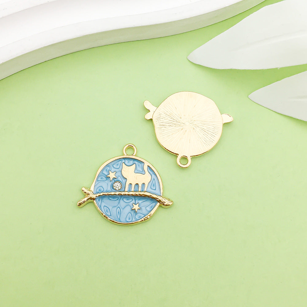 NO.22-3 lake blue mixed 31 assorted gold plated enamel charm