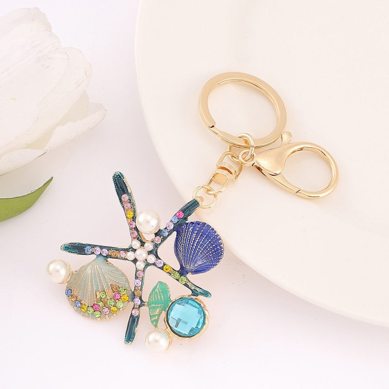 9-Type Colorful Ocean Animal Diamond Wallet Pendant Key Ring