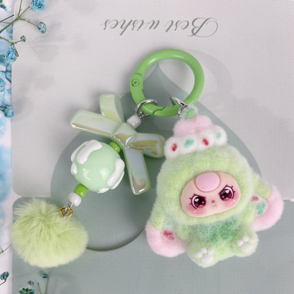 Flocking dessert three-year-old baby jewelry accessories, cartoon keychains, bag pendants