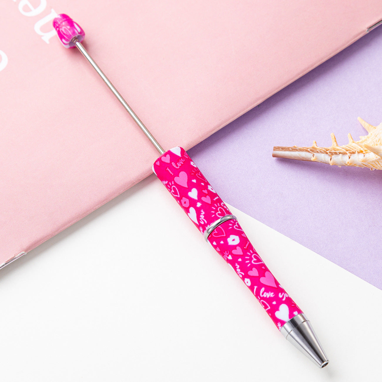 16-Color DIY Valentine's Day love bead pen, creative handmade, printed multi-color beaded ballpoint pen