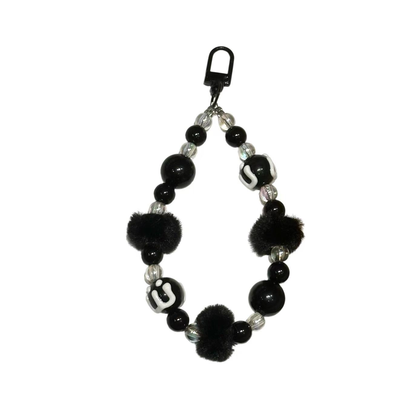 C2 new hairball hand-painted beads/plush mobile phone chain/wrist pendant/bag keychain