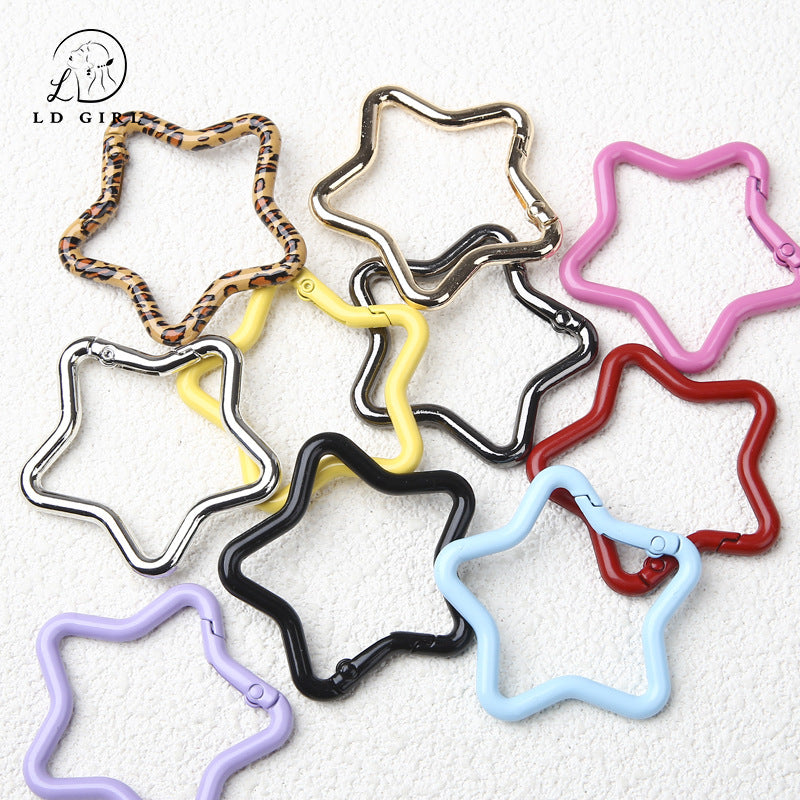 A paint alloy big heart, five-pointed star, spring ring, keychain, spring ring DIY jewelry accessories