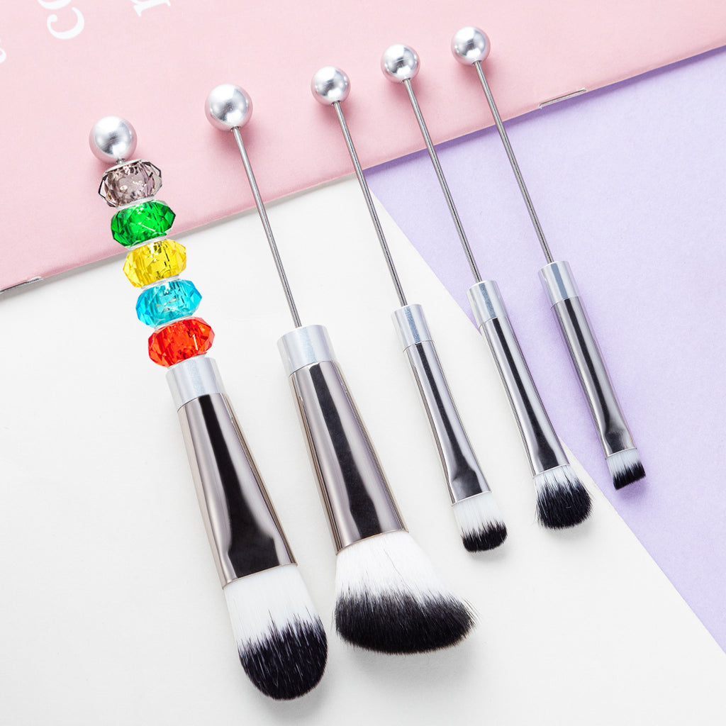 5 DIY Metal Handle Beaded Makeup Brush Set
