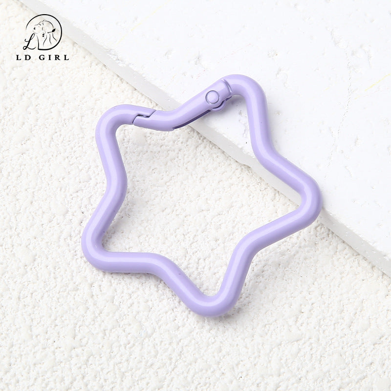 A paint alloy big heart, five-pointed star, spring ring, keychain, spring ring DIY jewelry accessories