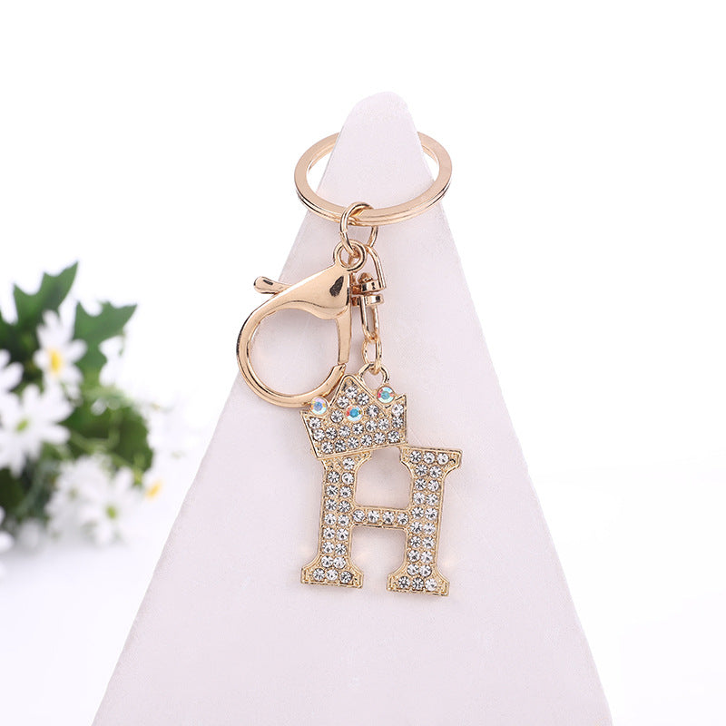 Metal Diamond letter keychain, premium key ring, rhinestone backpack charm