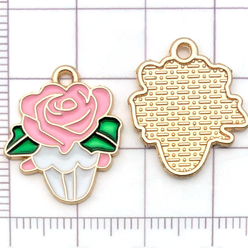 NO.20-3 Pink gold plated enamel charm