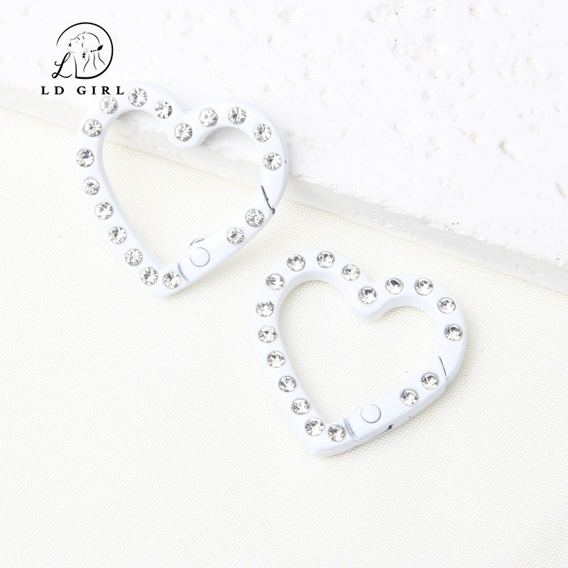 A25mm diamond set, love spring buckle, open ring, DIY jewelry accessories