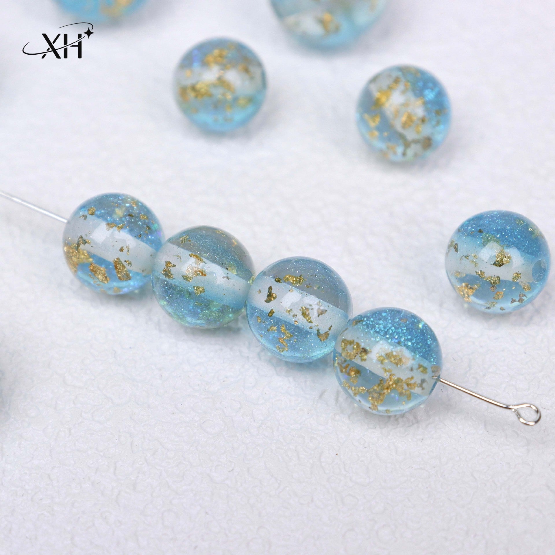 NO.22 Light Luxury Gold Flake Resin Beads 碧波流光