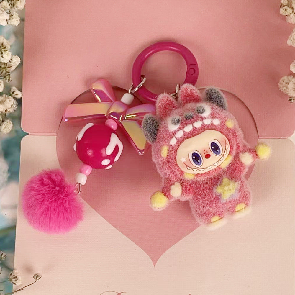 Flocking multi-point monster cloth cloth, jewelry accessories, cartoon DIY keychain.