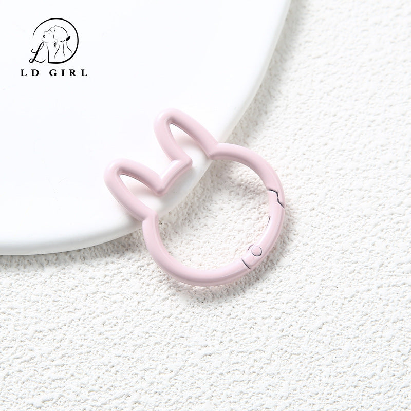 A large rabbit spring buckle, open ring, colorful spring ring