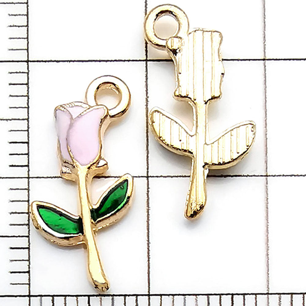 NO.20-3 Pink gold plated enamel charm