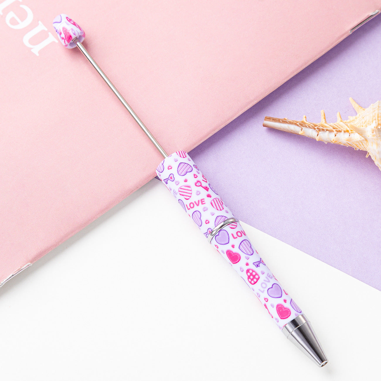 16-Color DIY Valentine's Day love bead pen, creative handmade, printed multi-color beaded ballpoint pen