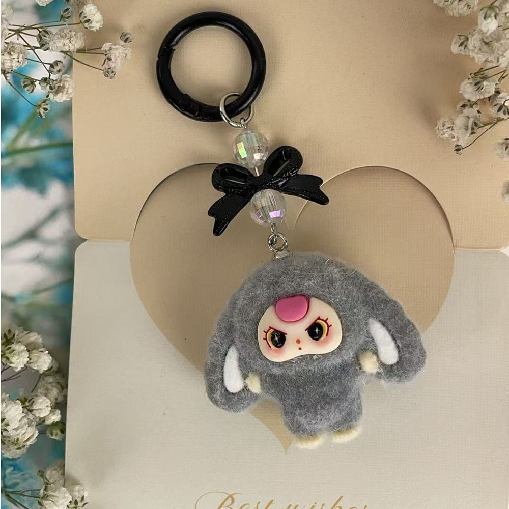 Big-eared baby three years old, flocked cartoon keychain