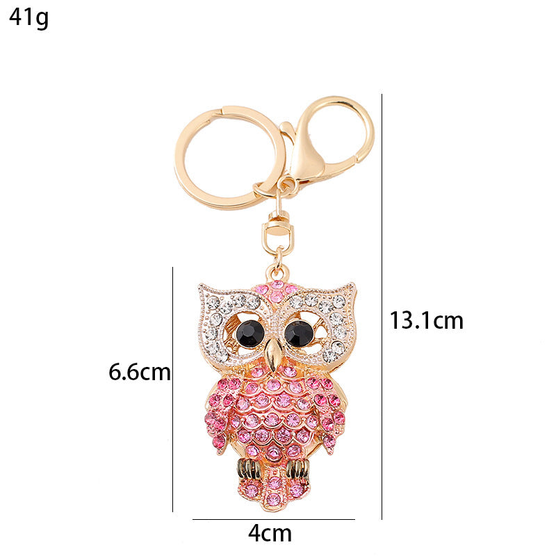 26-Color, Cartoon Owl with Diamonds, Metal Keychain