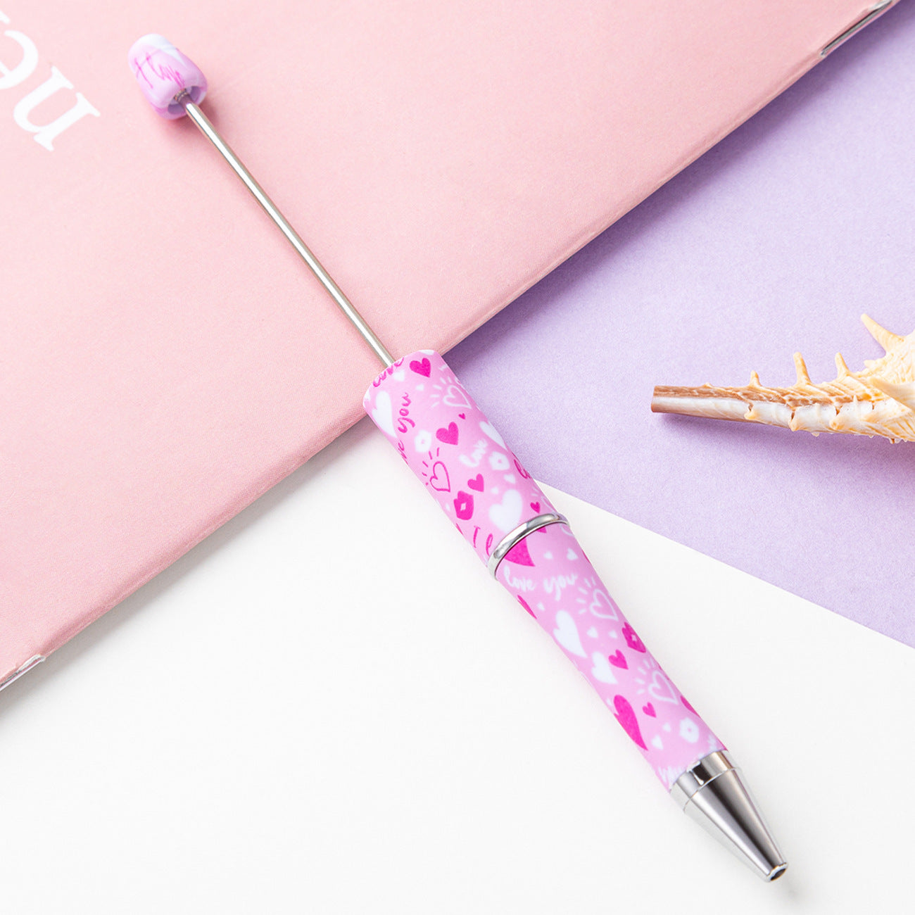 16-Color DIY Valentine's Day love bead pen, creative handmade, printed multi-color beaded ballpoint pen