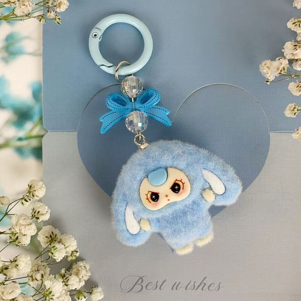Big-eared baby three years old, flocked cartoon keychain