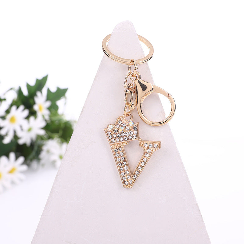 Metal Diamond letter keychain, premium key ring, rhinestone backpack charm