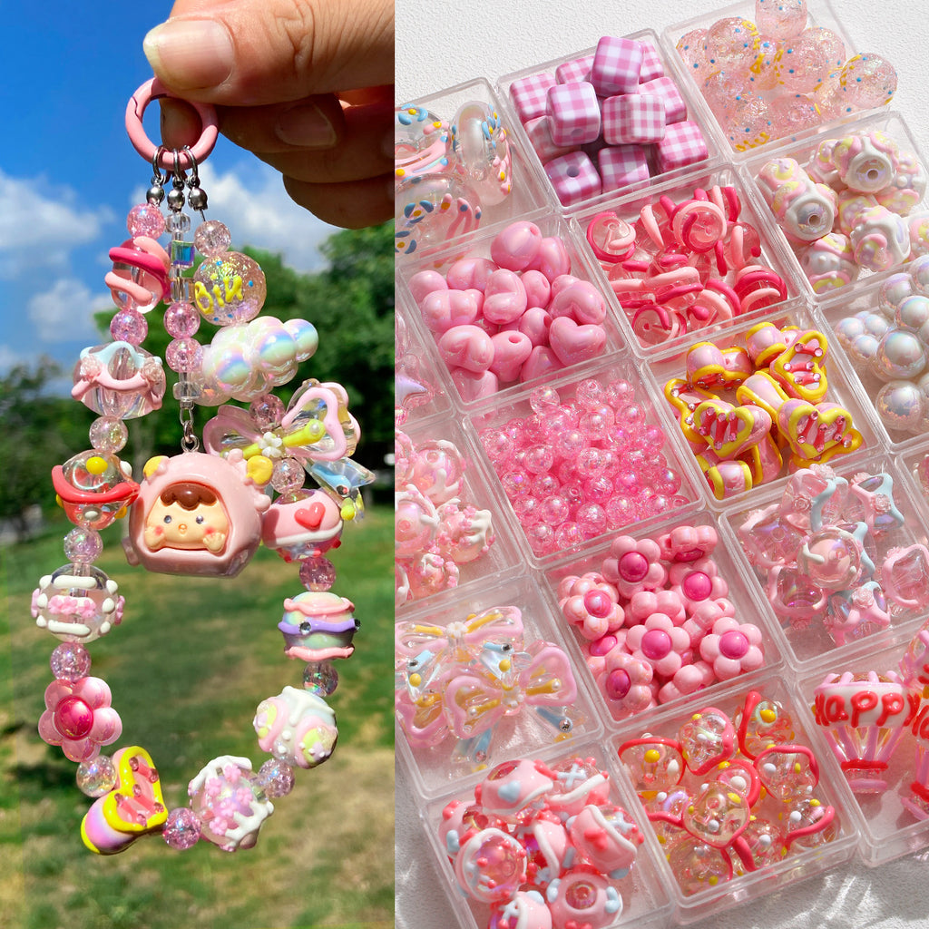 Pink special-shaped/heavy industry hand-painted beads/DIY accessories【桃之夭夭】