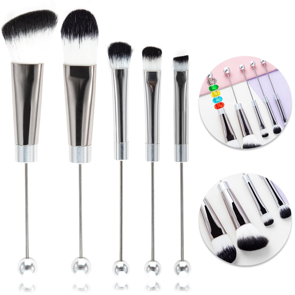 5 DIY Metal Handle Beaded Makeup Brush Set