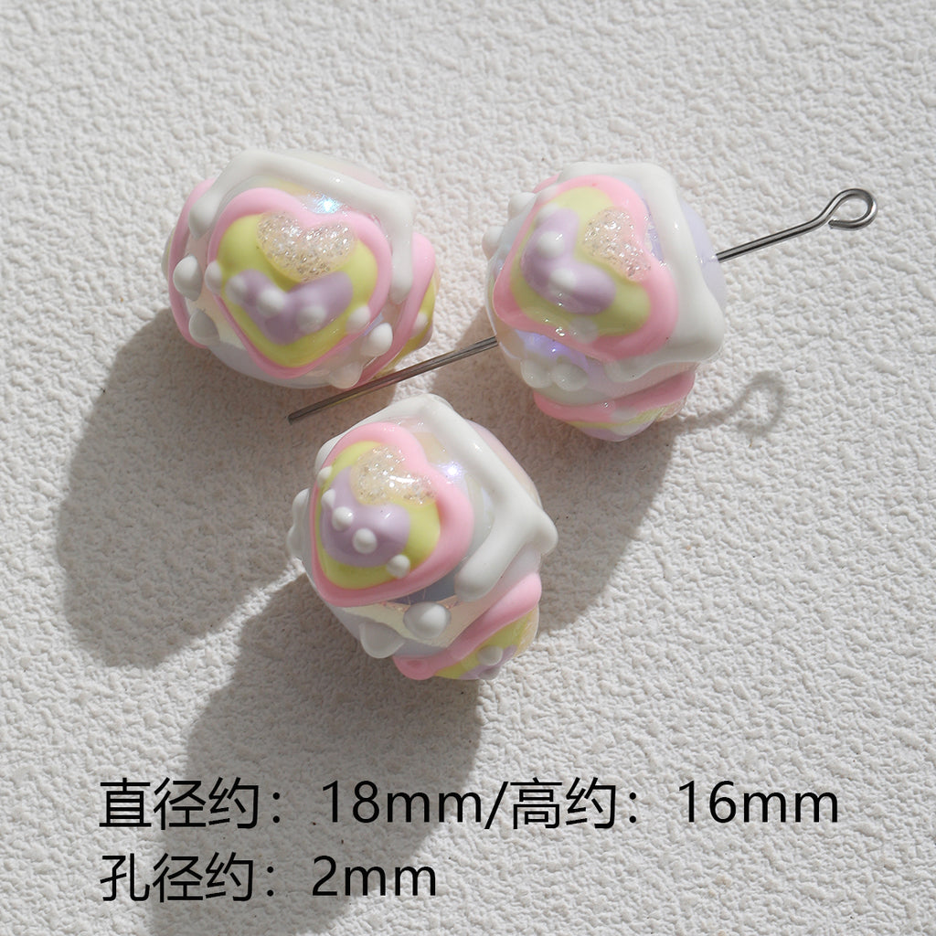 Pink special-shaped/heavy industry hand-painted beads/DIY accessories【桃之夭夭】