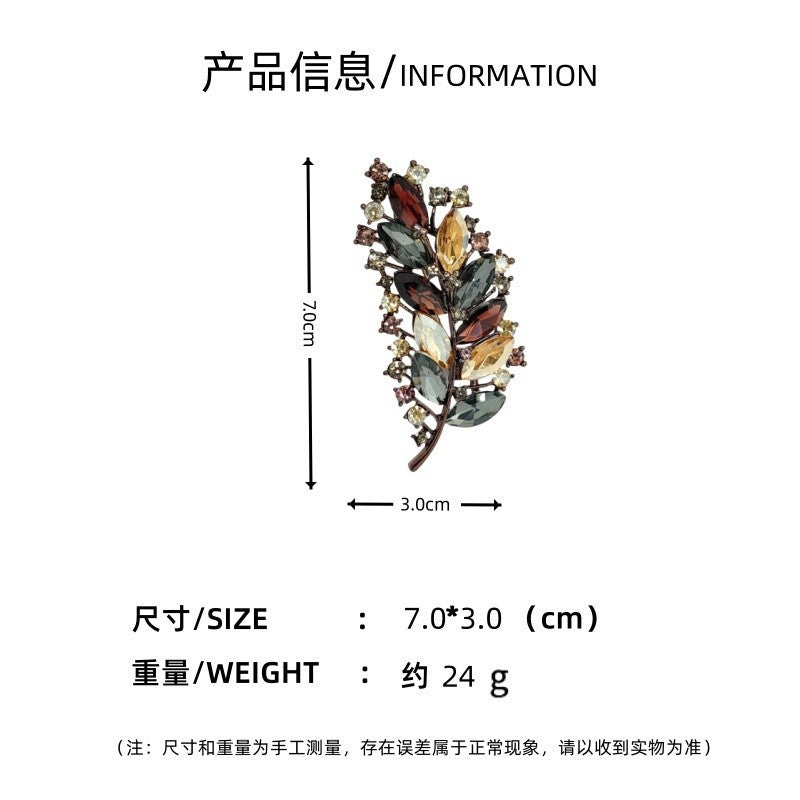 New Vintage Fashion Rhinestone Elegant Cheongsam Brooch High-End Exquisite Feather Pin