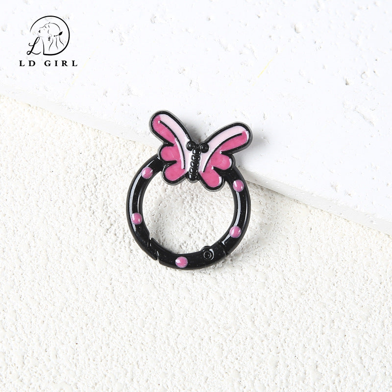 A butterfly spring buckle, mobile phone chain spring ring, cartoon open keychain, DIY alloy accessories