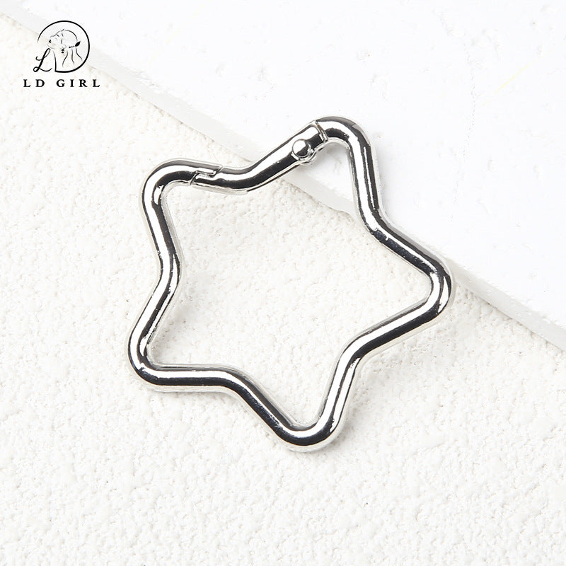 A paint alloy big heart, five-pointed star, spring ring, keychain, spring ring DIY jewelry accessories