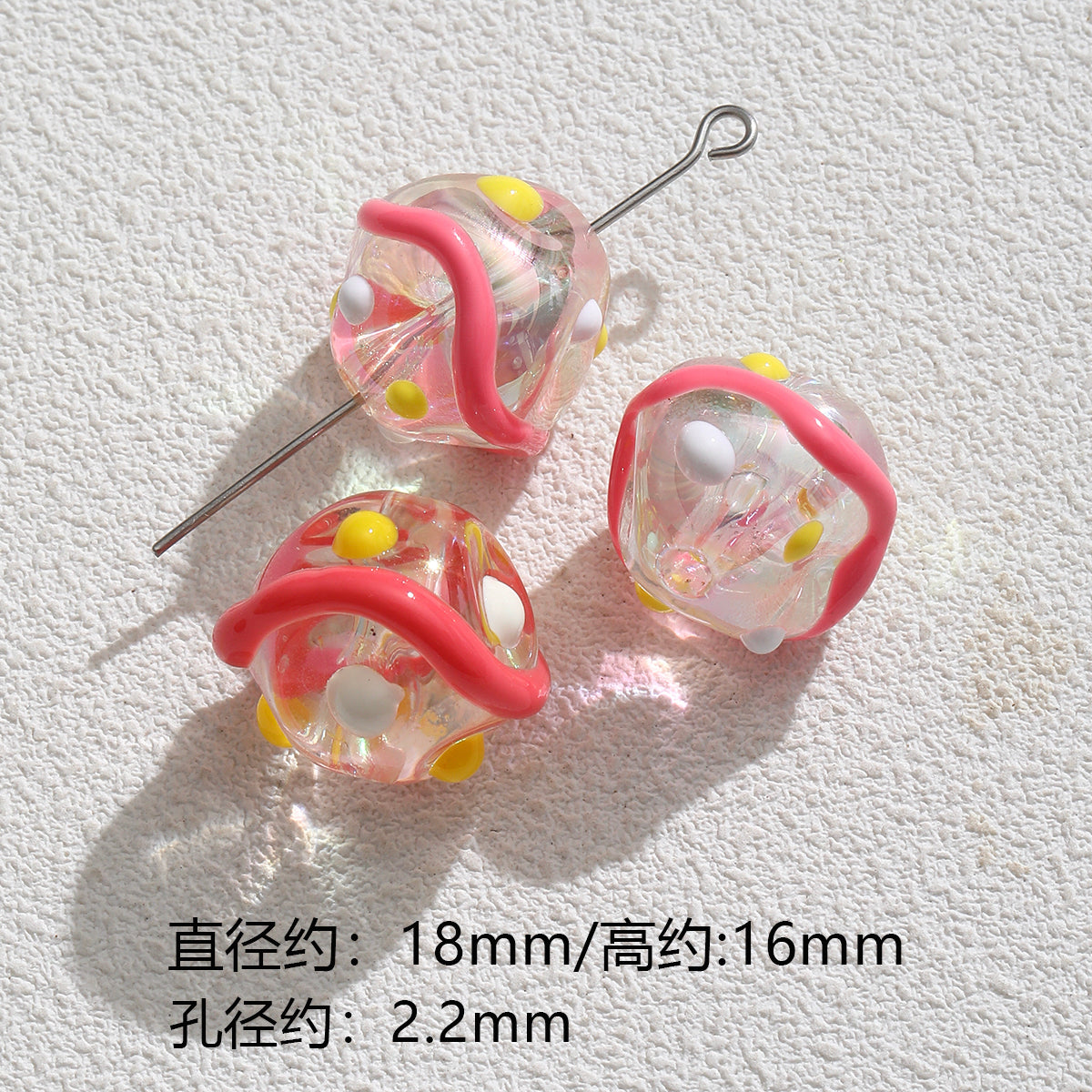 Pink special-shaped/heavy industry hand-painted beads/DIY accessories【桃之夭夭】