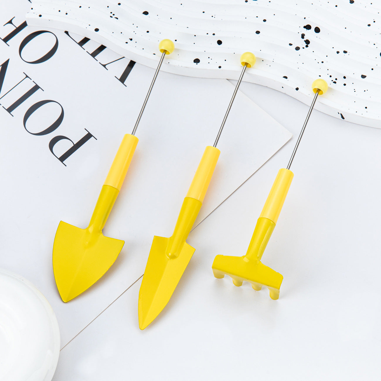 DIY beaded gardening three-piece set, small potted shovel, small garden shovel, indoor flower potted soil loosening tool