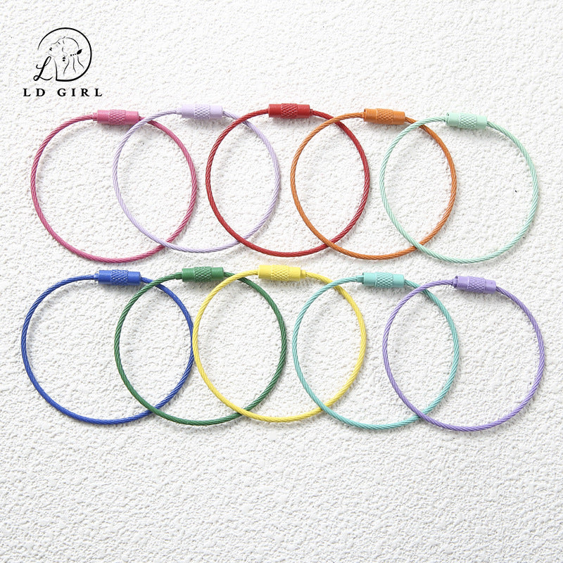 A candy colored wire rope ring