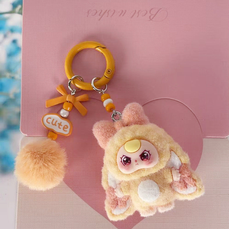 Flocking new three-year-old baby, DIY keychain, pendant.