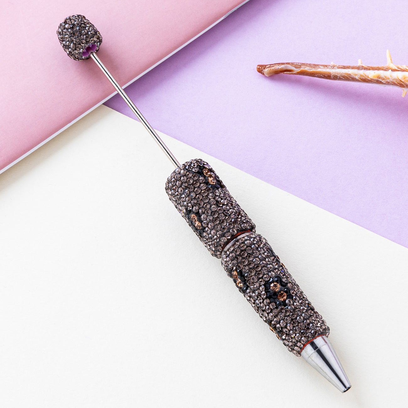 DIY Leopard print bead pen, handmade sticker drill pen