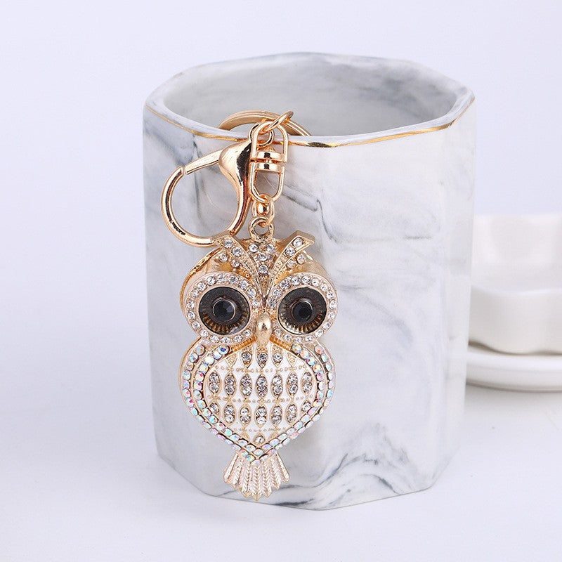 26-Color, Cartoon Owl with Diamonds, Metal Keychain