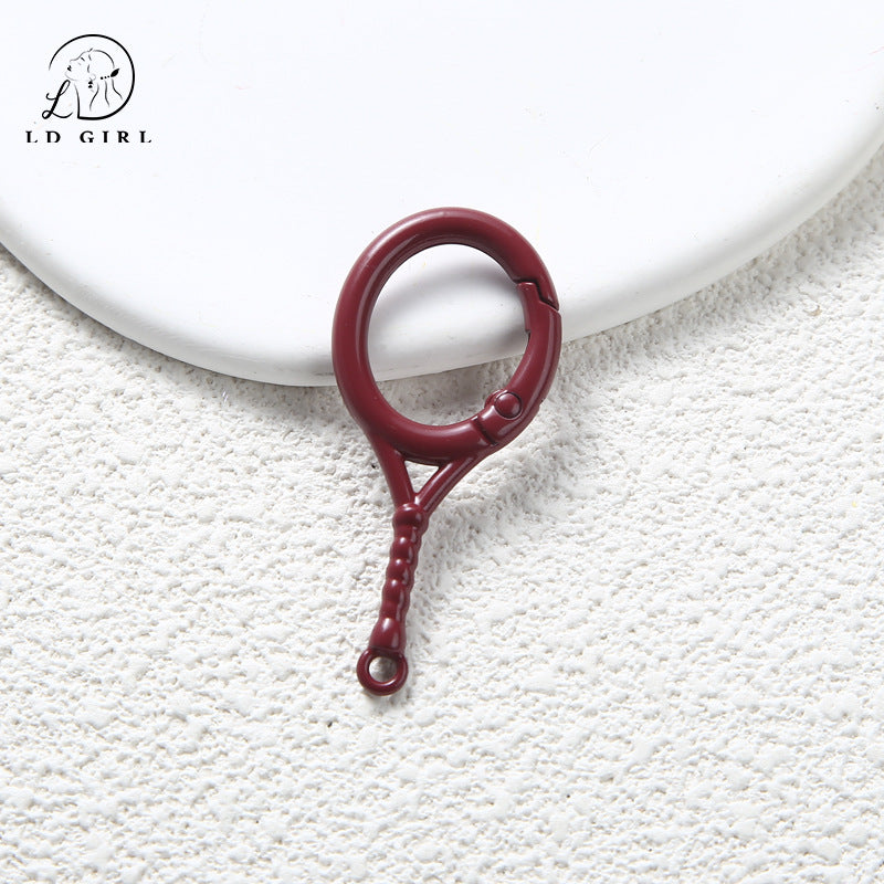 A Tennis racket spring buckle, open ring, spring ring, badminton racket keychain, DIY accessory buckle