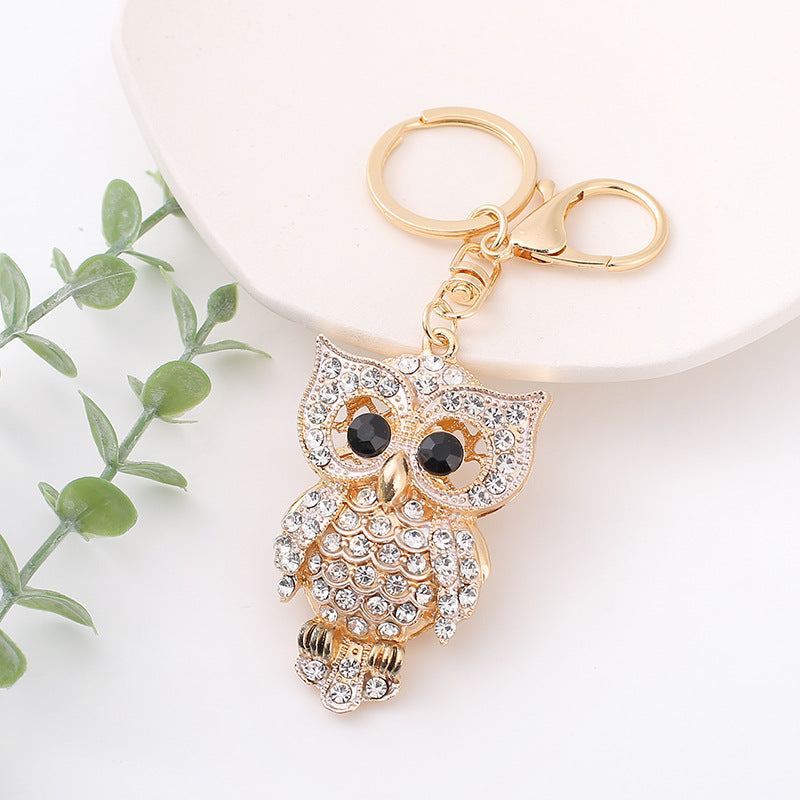 26-Color, Cartoon Owl with Diamonds, Metal Keychain