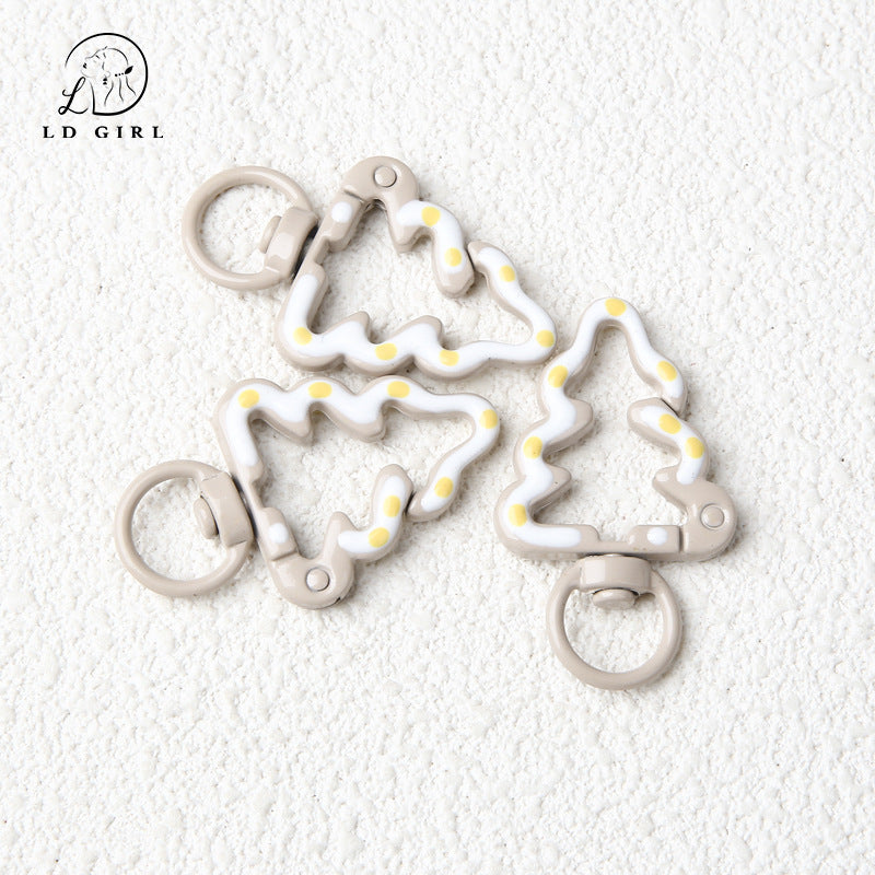 A Painted hand-painted Christmas tree spring buckle, round opening ring, tree spring buckle, DIY jewelry accessories, connecting ring